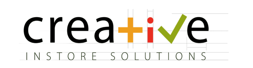 Creative Instore Logo, written in using typography and elements of different shapes to represent letters